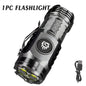 High Strong Power LED Flashlight Built-in Battery Type-C Rechargeable with Pen Clip Torch Outdoor Camping Emergency Lantern