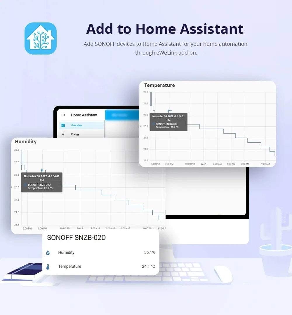 SONOFF SNZB-02D Zigbee Temperature Humidity Sensor SNZB 02D ZigBee Standard Compatible Smart Scene with ZBBrige-P Alexa