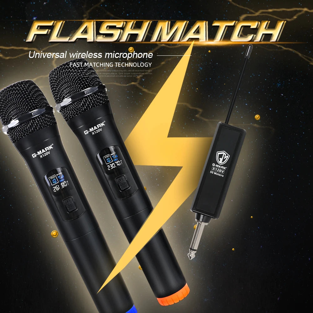 Wireless Microphone G-MARK X120V 2 Channels Handheld Karaoke Mic For Party Meeting Show Home School