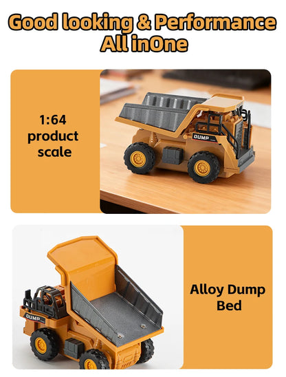 2026New Full-Scale Mini Excavator Tipper Truck 1:64 Remote Control Engineering Vehicle Mini Forklift Birthday Gift Toy RC Trucks