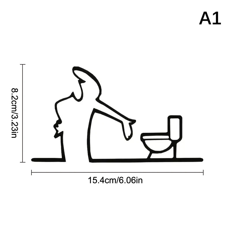 La Linea Minimalist Line Art Car Sticker Bumper & Window Door Wall Decal With Cartoon Character Design Home Car Decoration