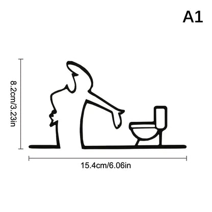 La Linea Minimalist Line Art Car Sticker Bumper & Window Door Wall Decal With Cartoon Character Design Home Car Decoration
