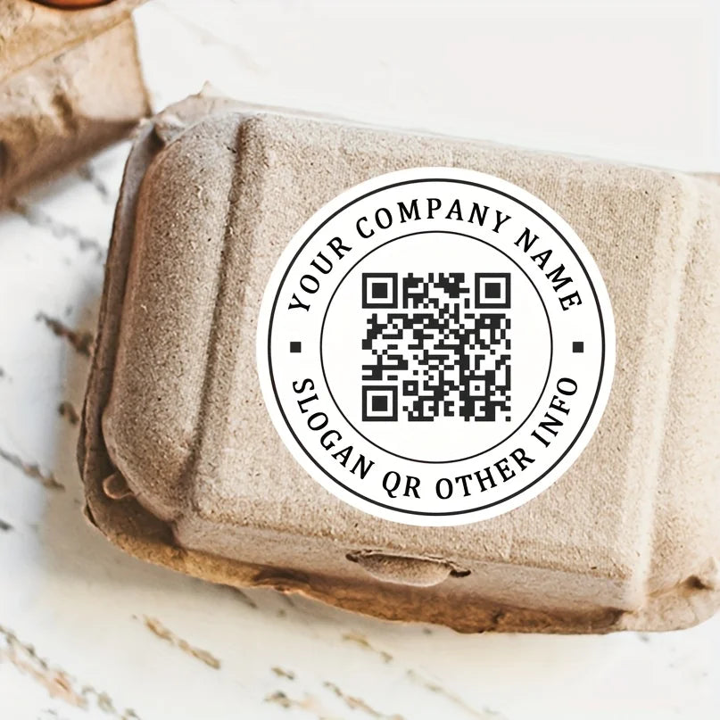 Custom White QR Code Stickers - round Design for Corporate Logo Gift Wrapping Product Labels High-Quality PP Material