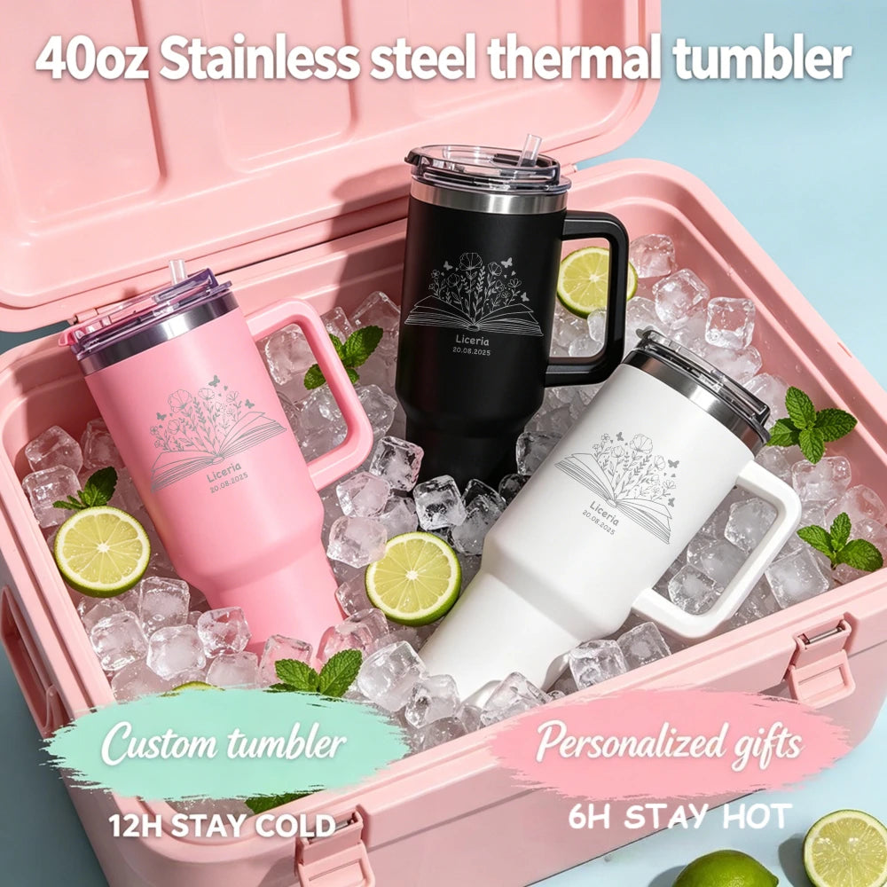 Custom Water Bottle Outdoor Thermos Portable 304 Stainless Steel Coffee Thermal Mug with Straw Tumbler Vacuum Flasks Cold & Hot