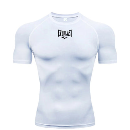 Men's Everlast Tight Short Sleeved T-Shirt for Gym Boxing and Running, Fast Drying and Slim Fit Sports Top