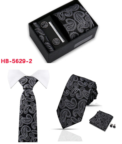 Classic Mens Tie Set Paisley Hanky Cufflinks In Gift Box Jacquard Woven Neckties Set For Men Formal Wedding Fashion Accessories