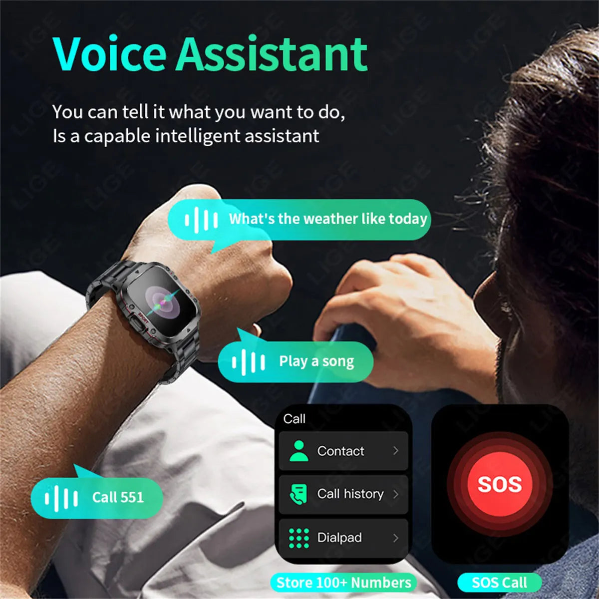 LIGE 2025 dla Xiaomi Wojskowy Smartwatch Męski IP68 5ATM Zewnętrzny Sportowy Monitor Fitness i Zdrowia 1.81 Cala Rozmowy BT Smartwatch