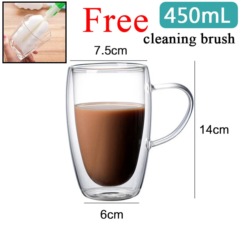 80ML Double Wall Glass Cup 1/12PCS Transparent Handmade Heat Resistant Tea Drink Whisky Wine Set Espresso Coffee Milk Mugs Gift