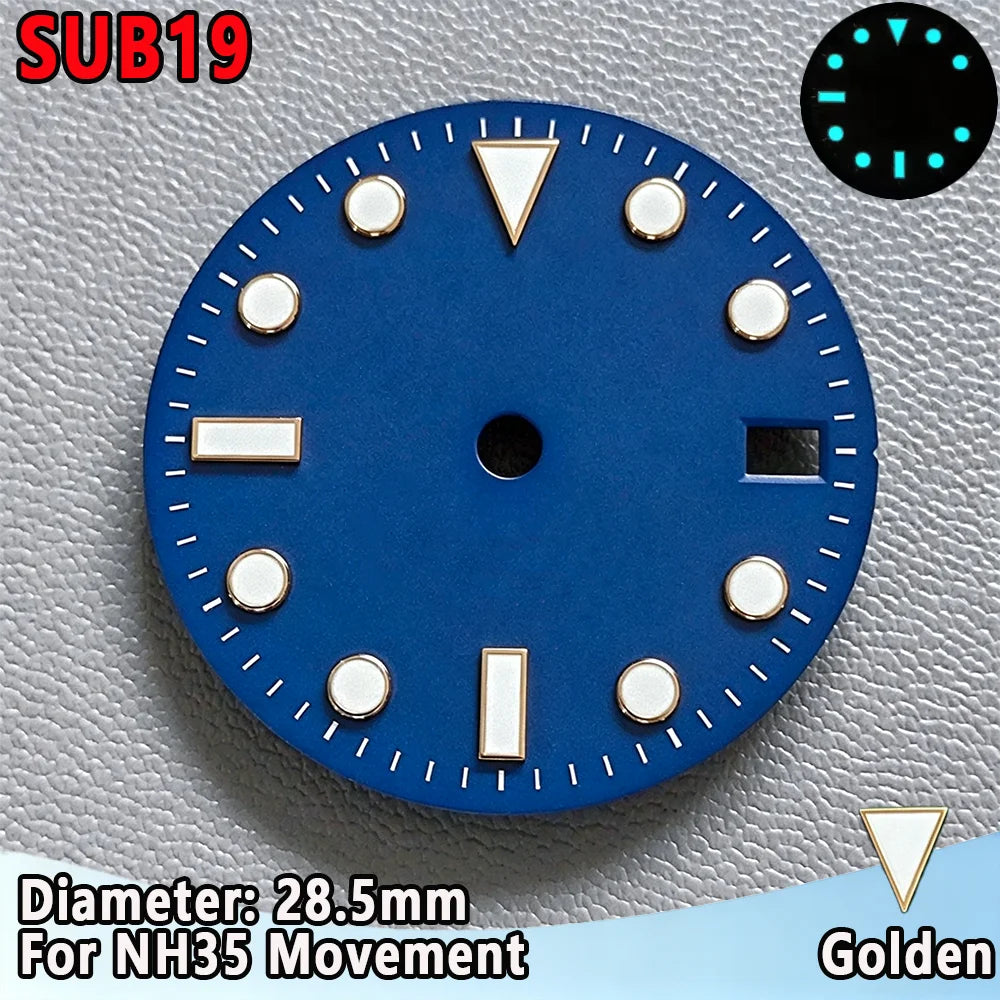 28.5mm NH35 Watch Dial Luminous Dials Single Calendar Dial Suitable For NH35 Movement Can Support DIY Dial Customization Logo