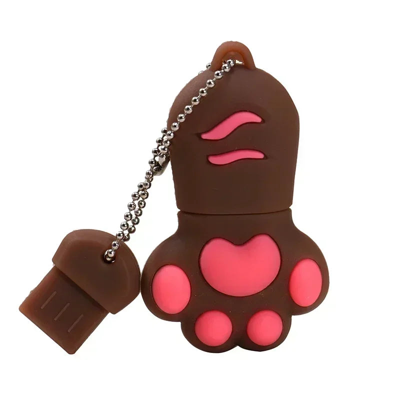 Silicone Cat Claw Cartoon USB Drive USB 2.0 Flash Drive 8GB Girl Specific Pen Driver 128GB 64GB Key Chain Memory Stick USB Stick