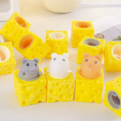 PVC Cheese Mouse Decompression toy Stress Relief Squeeze Anti Stress Toy Pop Up Funny Fidget Toys children