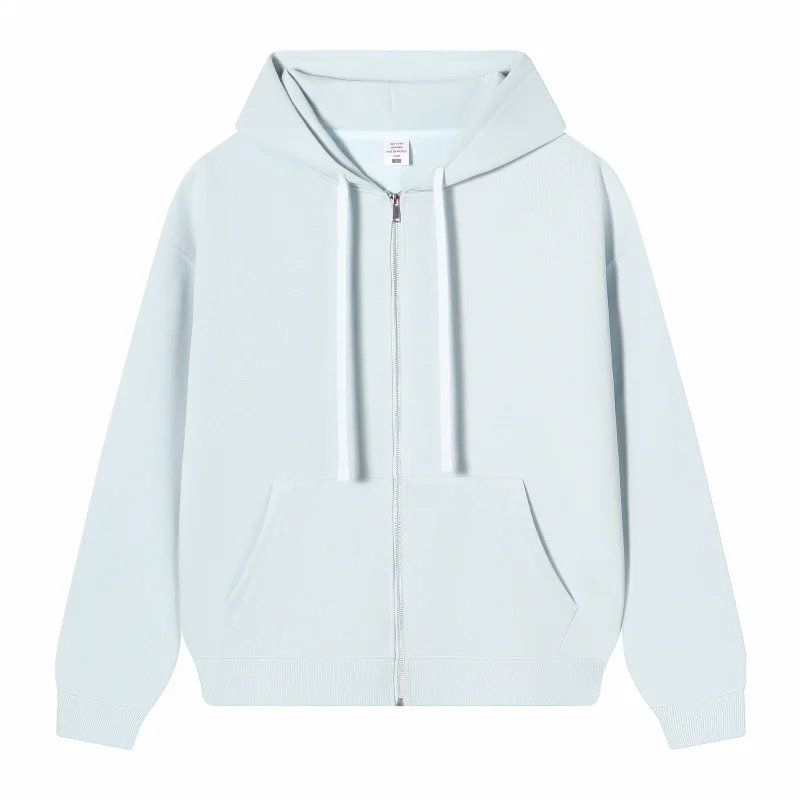 Bulk Custom Logo Full Zip Up Hoodie Unisex Sweatshirt Personalized Printing Embroidery Team Staff Uniform Work Jacket Men Women