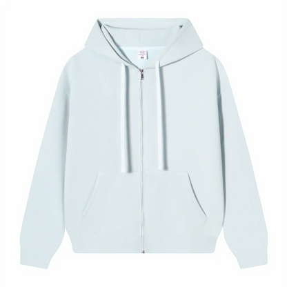 Bulk Custom Logo Full Zip Up Hoodie Unisex Sweatshirt Personalized Printing Embroidery Team Staff Uniform Work Jacket Men Women