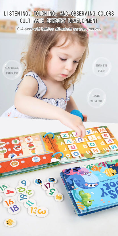 Busy Book for Kids Quiet Book Sticker Montessori Early Educational Toy Toddlers Matching Puzzles Game Baby Learning Toys Gifts