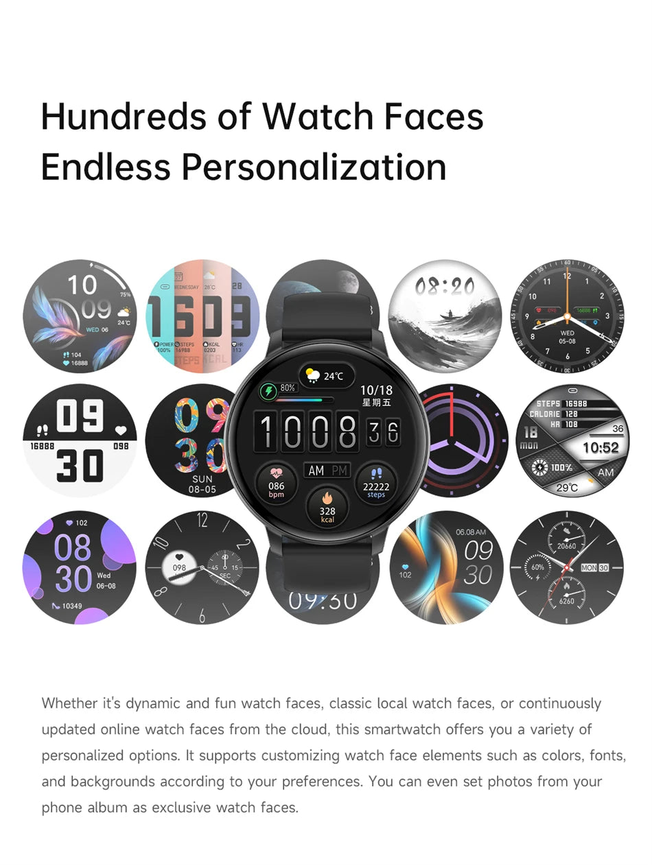 LIGE Nowy 1,38-calowy Smartwatch Zdrowotny Damski Połączenia Bluetooth Smartwatch Męski Monitorowanie Tętna Bransoletka Sportowa Odtwarzacz Muzyki 2026