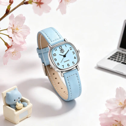 Korean version of the trendy ladies watch fashion small Arab quartz watch leather strap watch