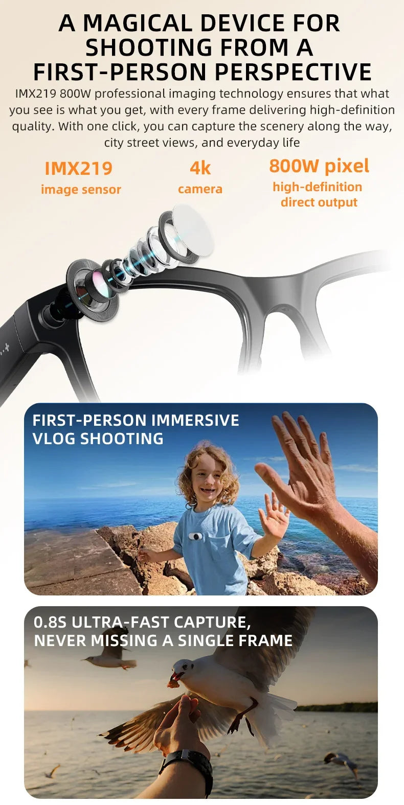 2026 New Smart Glasses Video Recording AI Dialogue Translation 800W HD Camera EIS Anti-Shake Shooting Smart Glasses Men Women