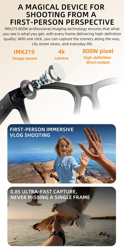 2026 New Smart Glasses Video Recording AI Dialogue Translation 800W HD Camera EIS Anti-Shake Shooting Smart Glasses Men Women