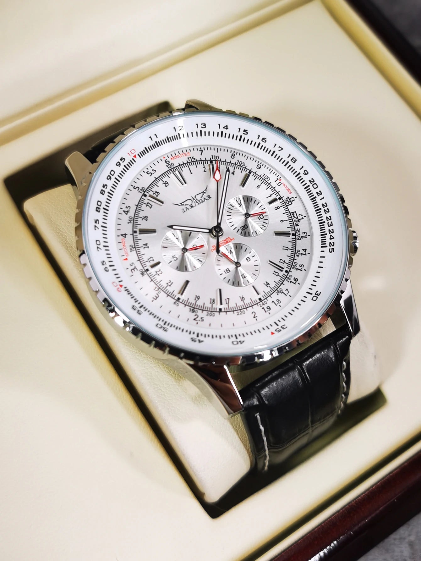 JARAGAR Pilot Automatic Watch for Men Military Multifunction Sub-Dials Mechanical Watches Top Brand Luxury Leather Strap Clock