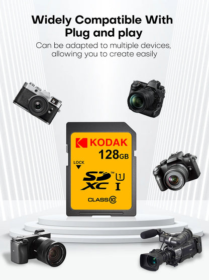 KODAK C10 SD Card C10 High Speed Flash Cards 32GB 64GB 128GB SDXC SDHC Class 10 Memory Card For DSLR Camera