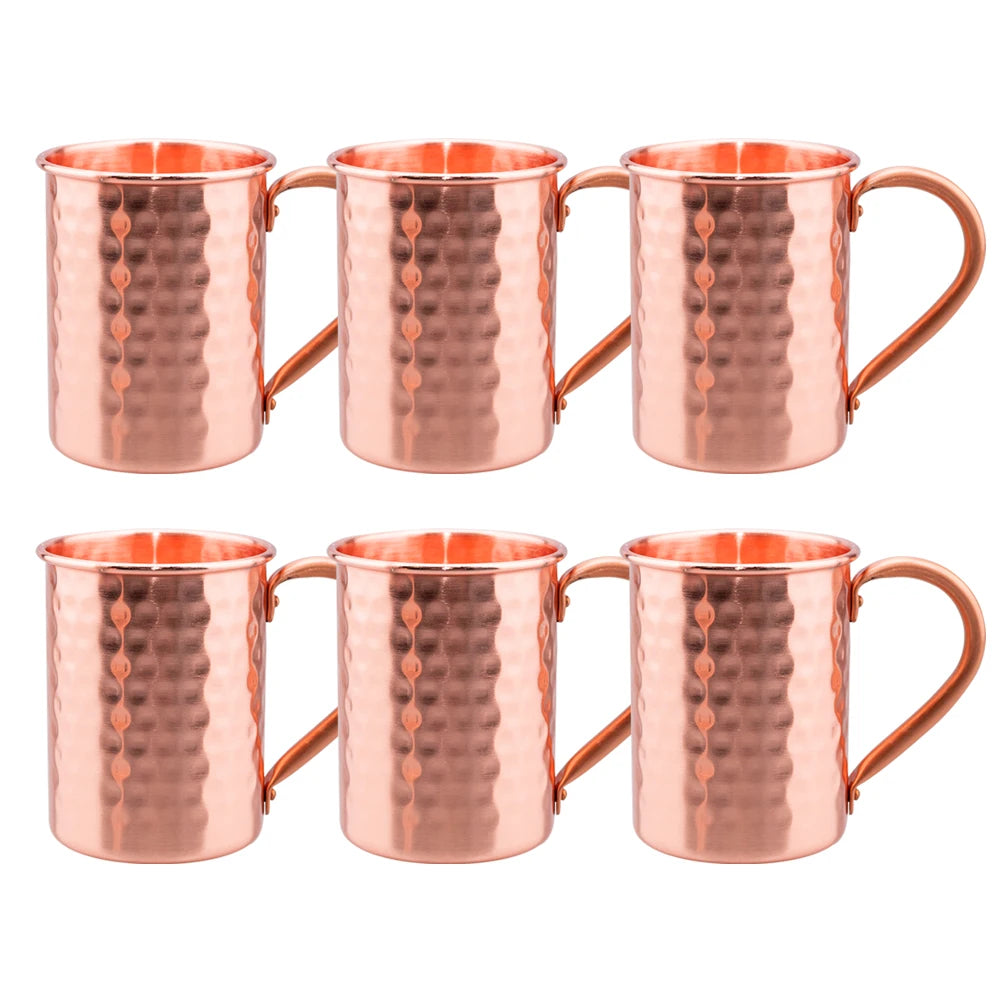 400ml Vintage Pure Copper Cup, Thickened Hammer Texture 100% Copper Breakfast Milk Coffee Mug, Handcrafted Tea Tumbler Drinkware