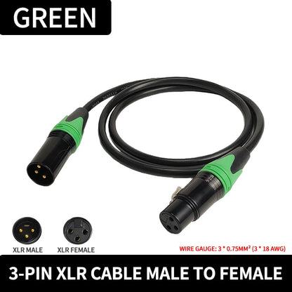 XLR Microphone Cable 3-Pin Male to Female 50cm 1m 2m 3m 5m 10m Balanced Audio Cable for Mic Speaker Amplifier PA System