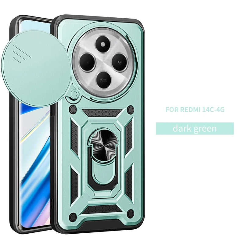 Shockproof Armor Magnetic Holder Ring Case For Redmi 14C 14 C Redmi14C 4G Lens Protect Cover For Xiaomi Poco C75 C 75 PocoC75