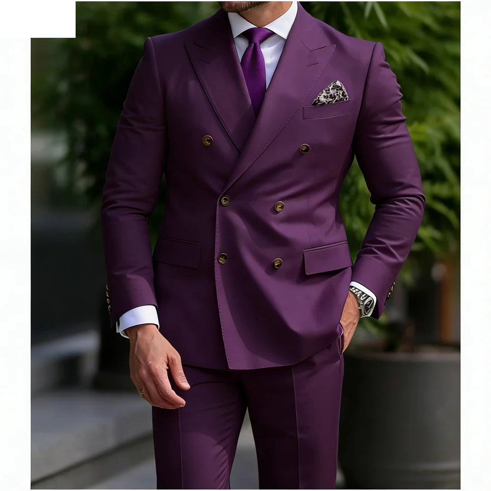 Men's Wedding Tuxedo Suit Formal Sparkling Orange Burnt 2-Piece Suit with Metal Button Trabajo Daily Wear