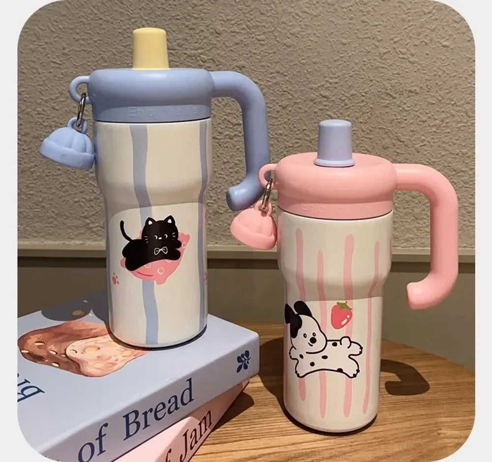 Fashion High Aesthetic Students Straw Mug 316 Stainless Steel 600ML Iced Cup Large Capacity Insulated Thermal Cup Men And Women