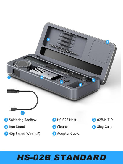 FNIRSI HS-02 Electric Soldering Iron PD100W Power Adjustable 100-450 ℃ Temperature Rapid Heating Repair Portable Toolbox Kit