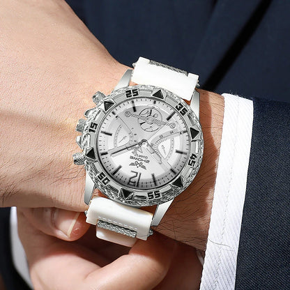 4PCS Fashion Silicone Strap Men Sports Watches Luxury Mens Business Watches Jewelry Set Reloj Hombre (Without Box)