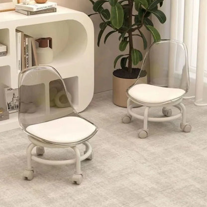 New Transparent Small Stool Universal Wheel Simple Low Chair Multifunctional Noiseless Backrest Seat Household