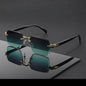 Metal Rimless Sunglasses Metal Hinges Men's Women's Beveled Edge Outdoor UV Protection Eyewear Brand Designer Stylish Glasses