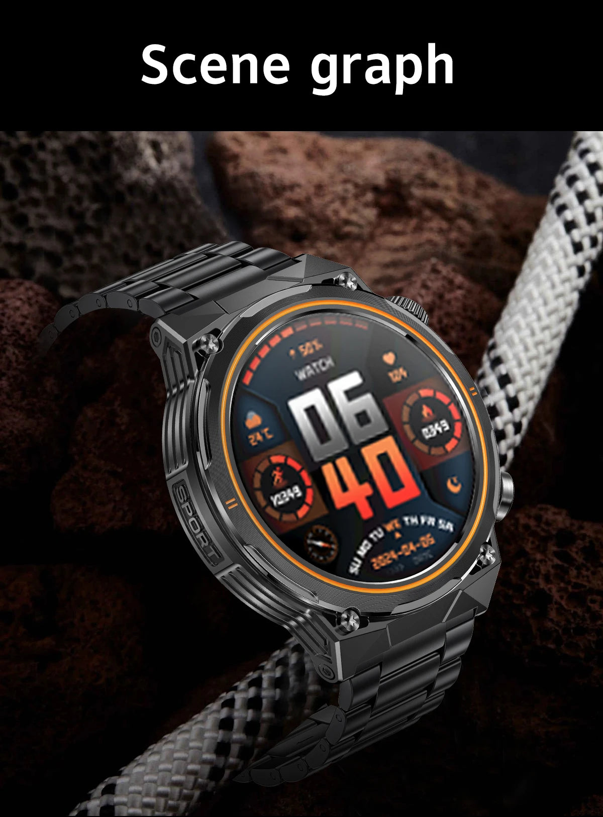 LIGE 2026 Nowy Zewnętrzny Wojskowy Zegarek Smartwatch z Baterią 400 mAh, Wodoodporność 5ATM, Latarka, Monitor Tętna, Tracker Sportowy dla Mężczyzn