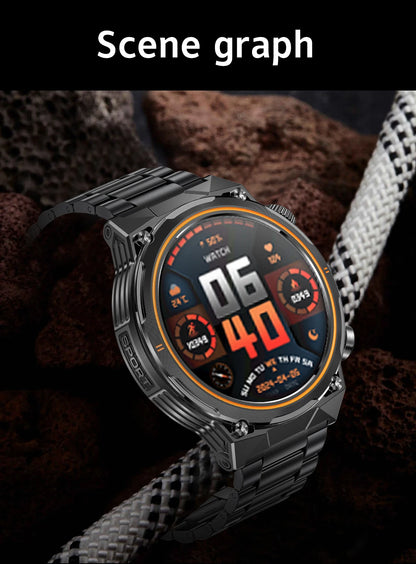 LIGE 2026 Nowy Zewnętrzny Wojskowy Zegarek Smartwatch z Baterią 400 mAh, Wodoodporność 5ATM, Latarka, Monitor Tętna, Tracker Sportowy dla Mężczyzn