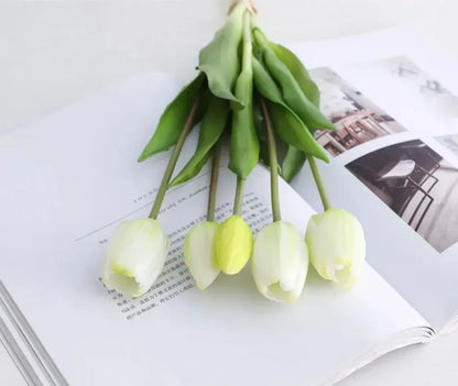 Artificial Flowers Tulip Bouquet Fake Flowers Wedding Garden Decoration Outdoor Home Garden Bouquet Vase Decor Plants