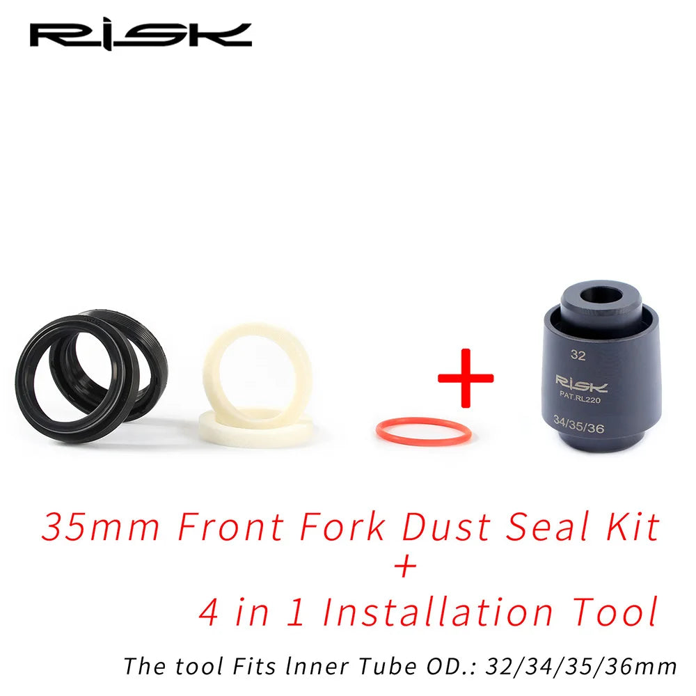 RISK Mountain Bike Suspension Front Fork Dust Seal Oil Sponge Ring 32 34 mm 35mm 36mm MTB Bicycle Fork Inner Tube Dust Seal Tool