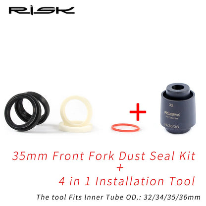 RISK Mountain Bike Suspension Front Fork Dust Seal Oil Sponge Ring 32 34 mm 35mm 36mm MTB Bicycle Fork Inner Tube Dust Seal Tool