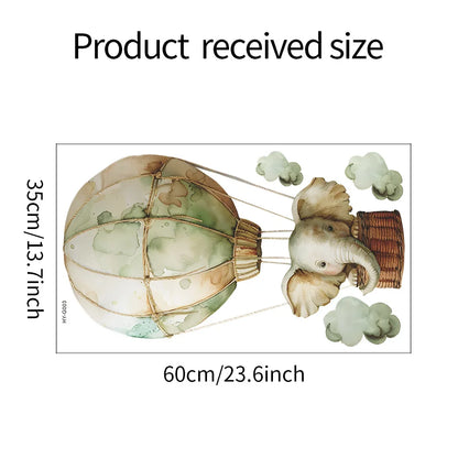 1pcs cartoon spring elephant hot air balloon children's room bedroom porch home decoration wall stickers self-adhesive