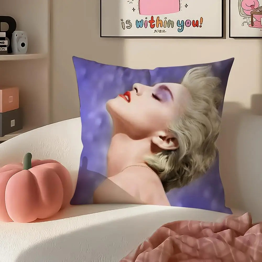 Iconic Pop American Singer M-Madonna Cushion Cover Pillowcase Short Plush Invisible zipper Room Sofa Cushion Cover