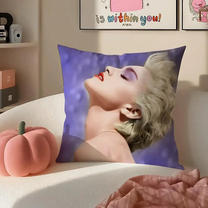 Iconic Pop American Singer M-Madonna Cushion Cover Pillowcase Short Plush Invisible zipper Room Sofa Cushion Cover