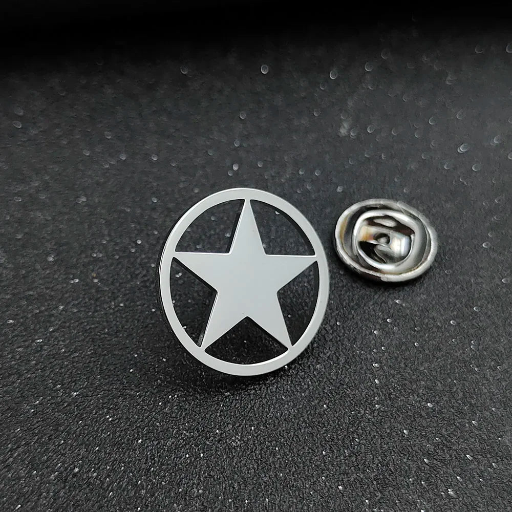 Classic Round Five-pointed Star Gold-plated Brooch, Men's Collar Lapel Pin Black, Suit Accessories, Gift for Husband