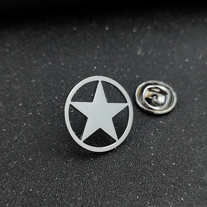 Classic Round Five-pointed Star Gold-plated Brooch, Men's Collar Lapel Pin Black, Suit Accessories, Gift for Husband