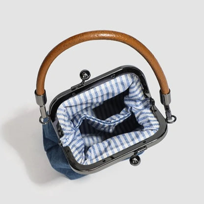 New Vintage Style Women Handbag Fashionable Navy Blue Designer Shoulder Bag Versatile Lady‘s Denim Purses Crossbody Bags