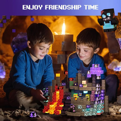 Magnetic Building Blocks Mine World Magnetic Forest Ender Lava  Construction Brick Cube STEM Toy Set Gift for Boy Girl Children