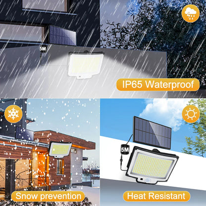 Solar Lights Outdoor 366/400/318 LED Motion Sensor Security Lights IP65 Waterproof Solar Powered Flood Lights for Garden Yard