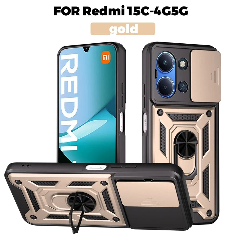 For Xiaomi Redmi 15C 4G 171mm Case Magnetic Holder Ring Armor Shockproof Cases For Redmy 15C 15 C Redmi15C Lens Protector Cover