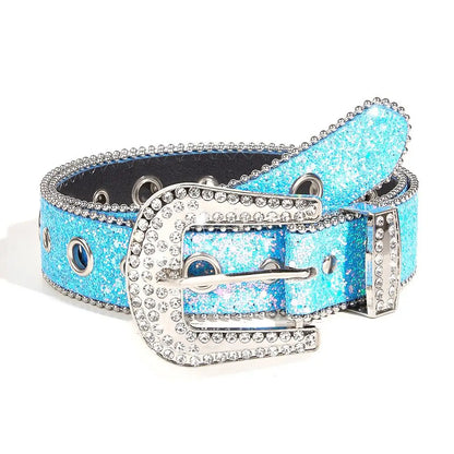 Women's Rhinestone Belt Shiny Sequined Jeans Waistband European American Fashion Decoration Versatile Glamorous Waist Chain