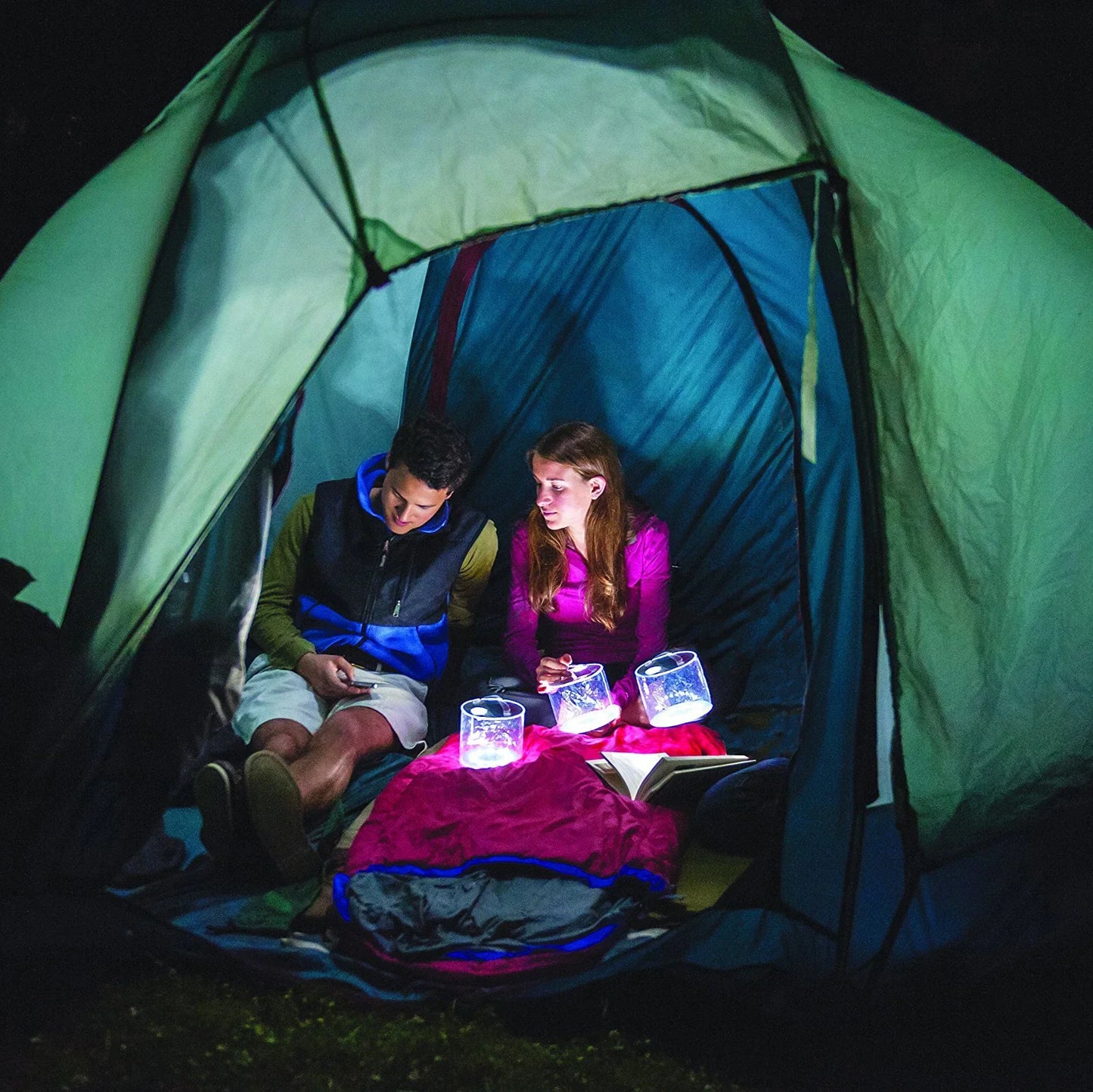 Solar Power Inflatable Camping Lights Outdoor LED Lamp Frosted Square Solar Panel Shed Light Emergency Hiking Lighting