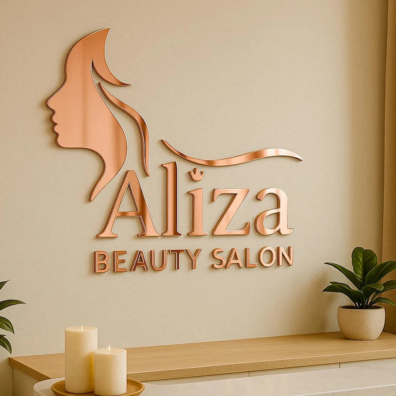Custom Logo Wall Sign 3D Laser Cut Beauty Salon Sign, Business Signboard Personalized Logo Sign Company Logo For Wall Decoration